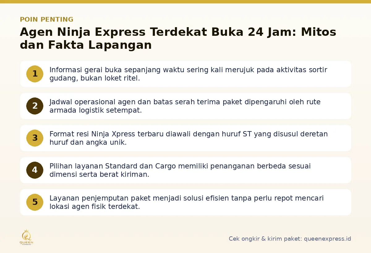 Infografis poin penting Agen Ninja Express terdekat - Queen Express