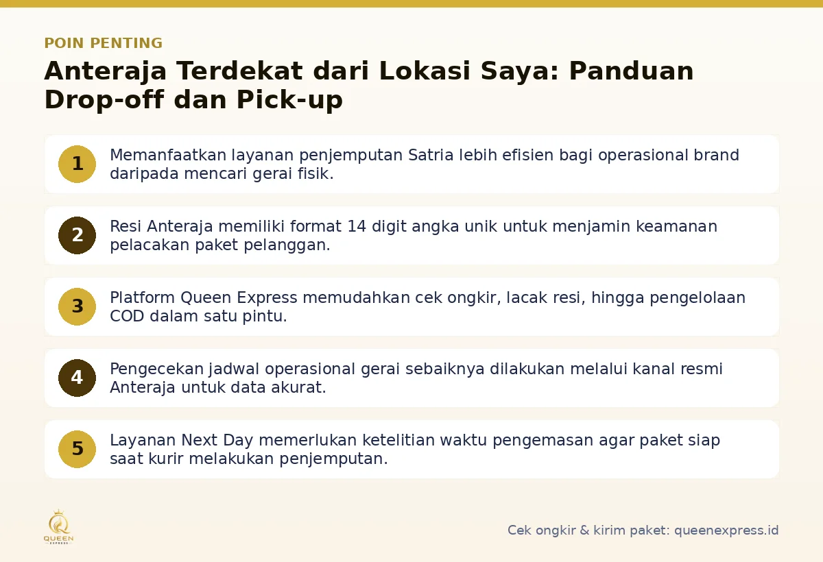 Infografis poin penting AnterAja terdekat dari lokasi saya - Queen Express