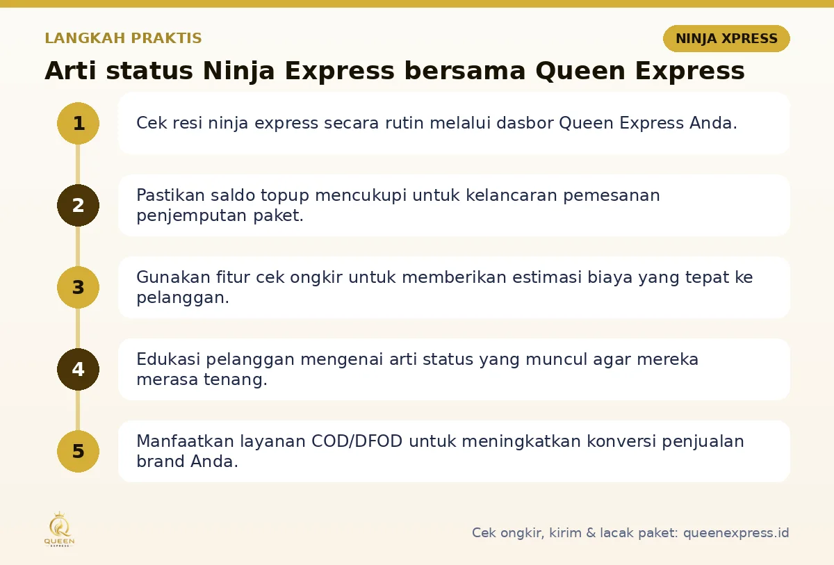 Langkah Arti status Ninja Express di Queen Express