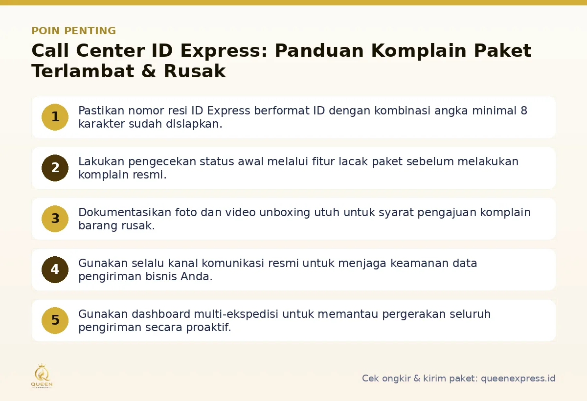 Infografis poin penting Call center ID Express - Queen Express