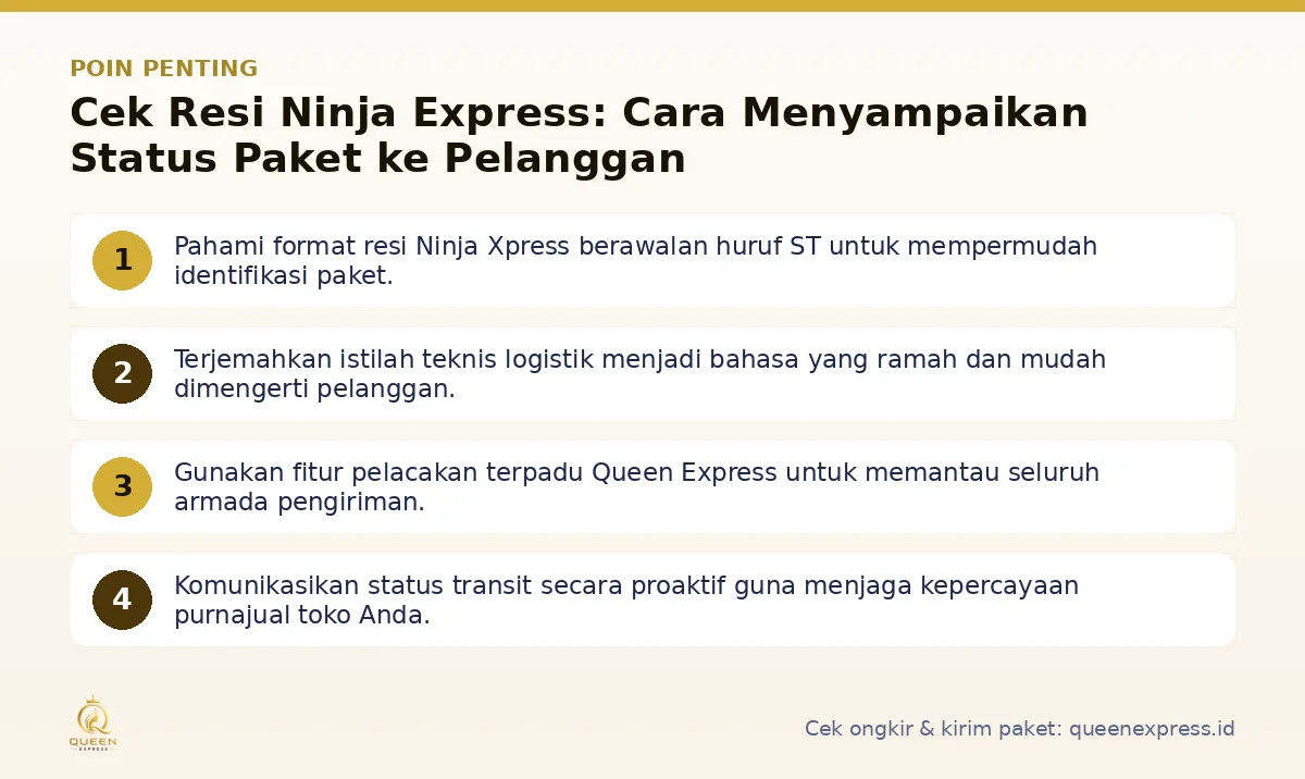 Infografis poin penting Cek resi Ninja Express - Queen Express
