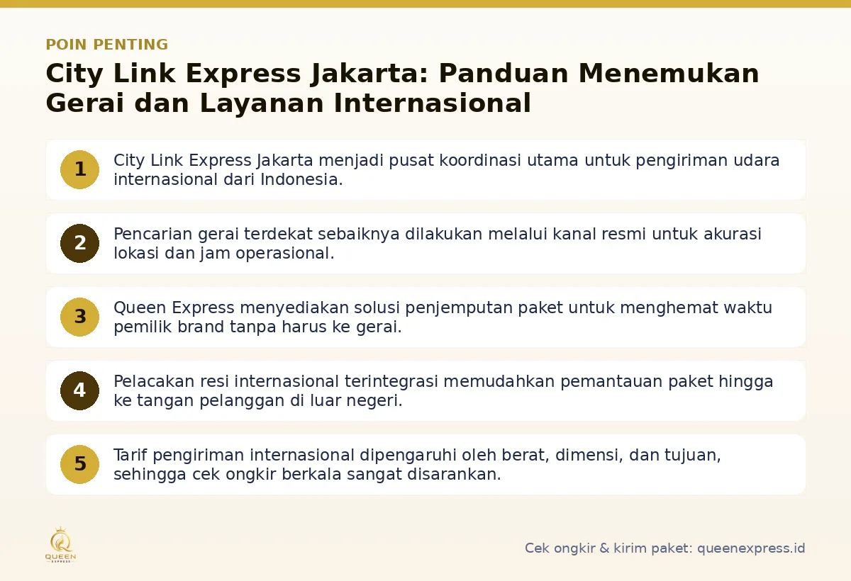Infografis poin penting City Link Express Jakarta - Queen Express