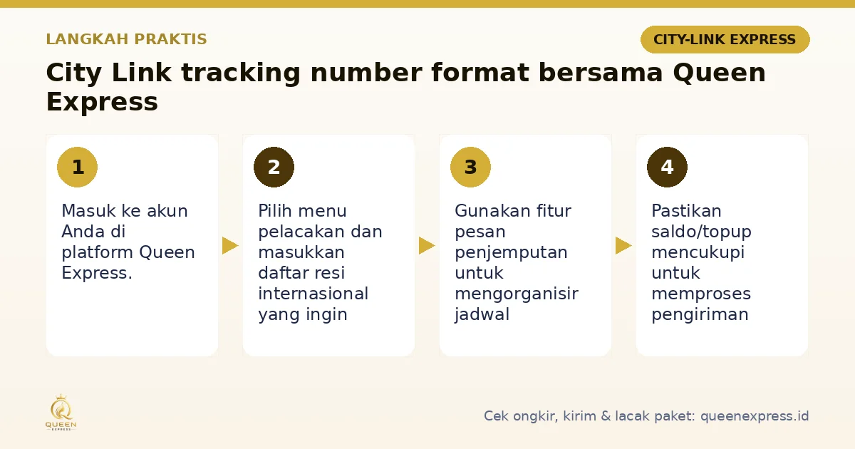 Langkah City Link tracking number format di Queen Express