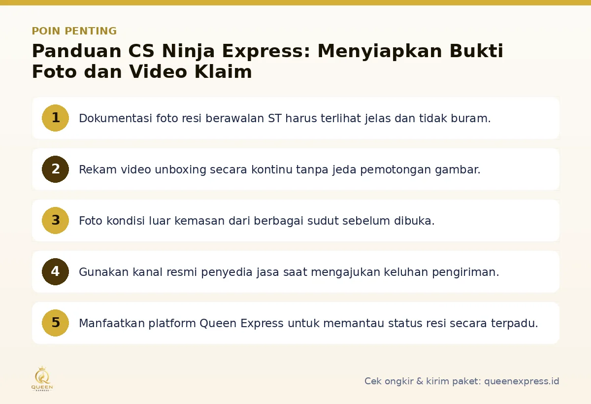 Infografis poin penting CS Ninja Express - Queen Express