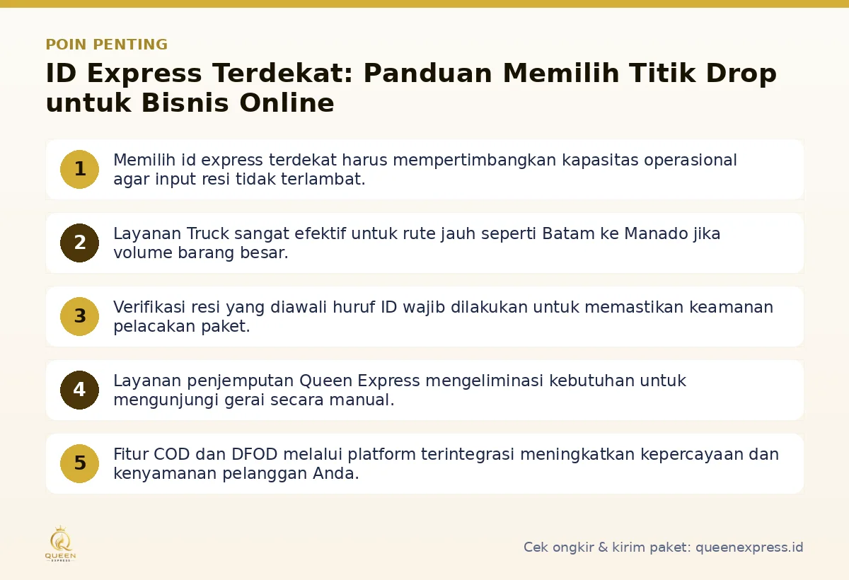 Infografis poin penting ID Express terdekat - Queen Express