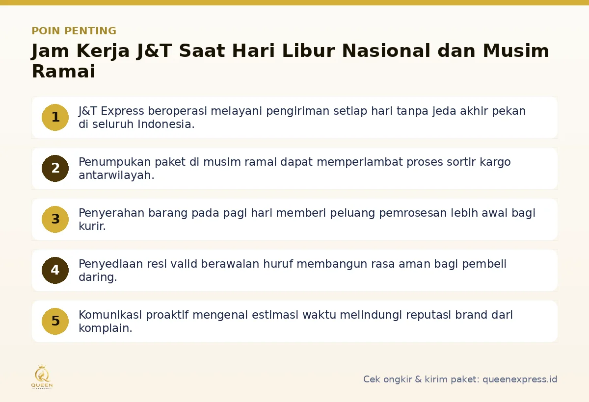 Infografis poin penting Jam kerja J&T - Queen Express