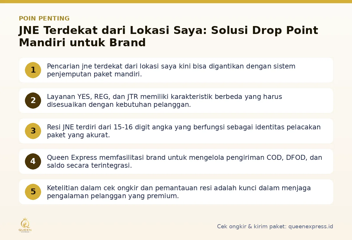 Infografis poin penting JNE terdekat dari lokasi saya - Queen Express