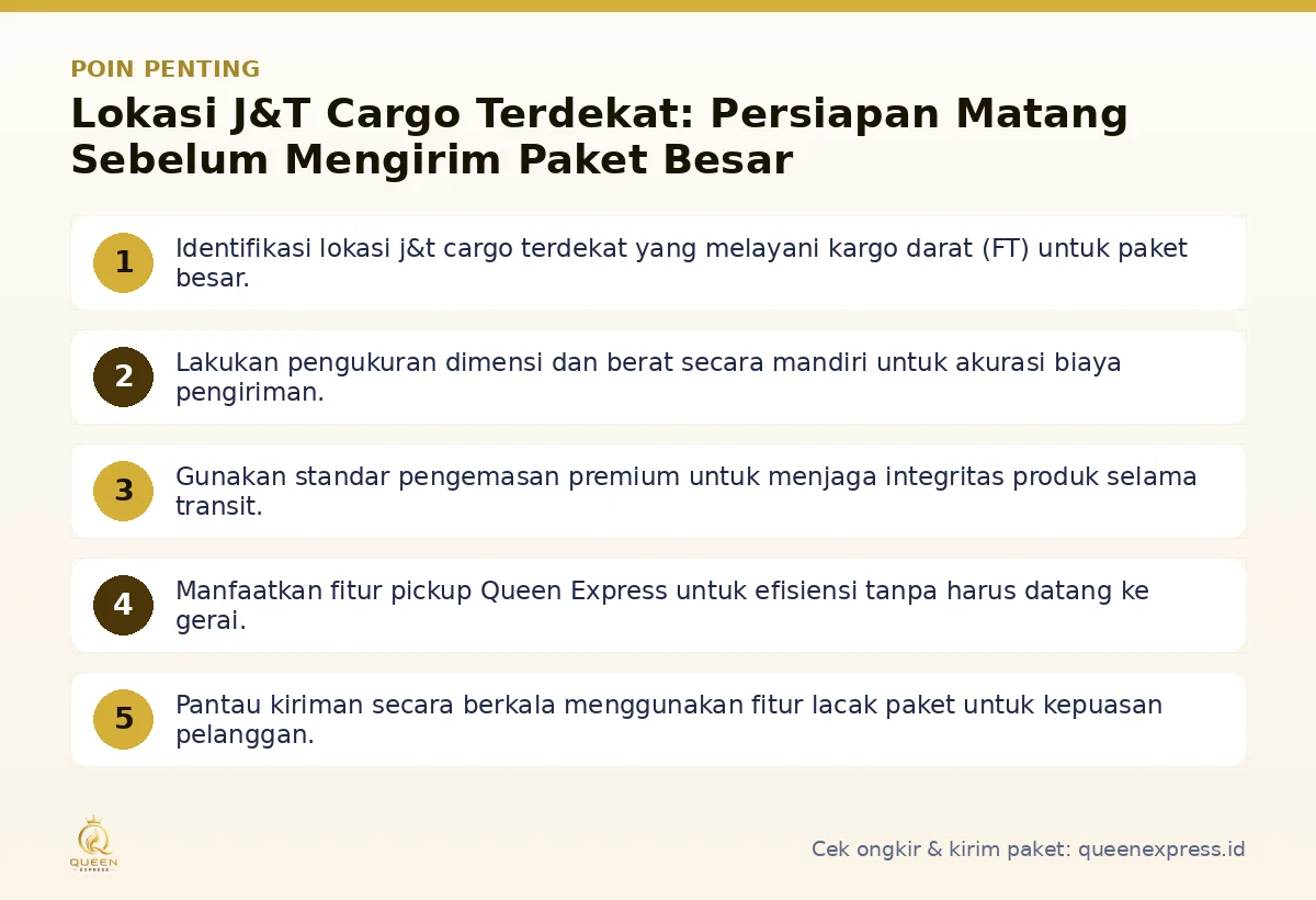 Infografis poin penting Lokasi J&T Cargo terdekat - Queen Express
