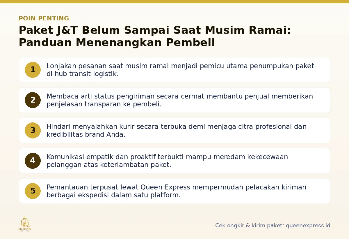 Infografis poin penting Paket J&T belum sampai - Queen Express
