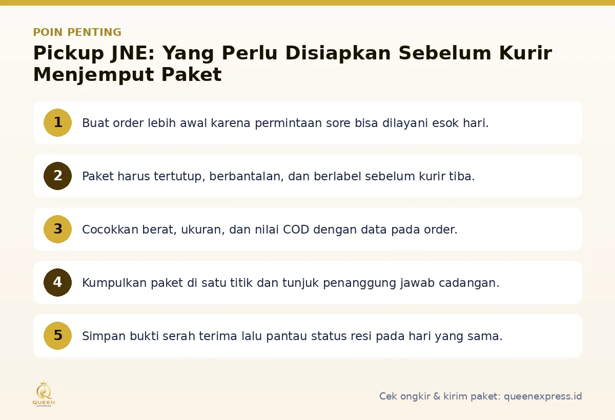 Poin penting: Pickup JNE: Yang Perlu Disiapkan Sebelum Kurir Menjemput Paket