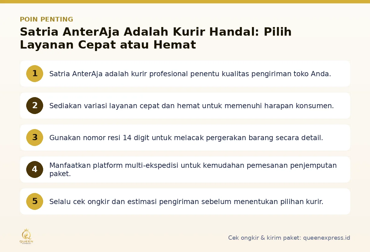 Infografis poin penting Satria AnterAja adalah - Queen Express