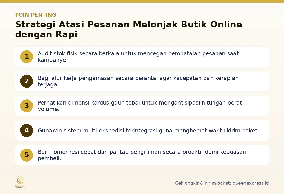 Poin penting: Strategi Atasi Pesanan Melonjak Butik Online dengan Rapi